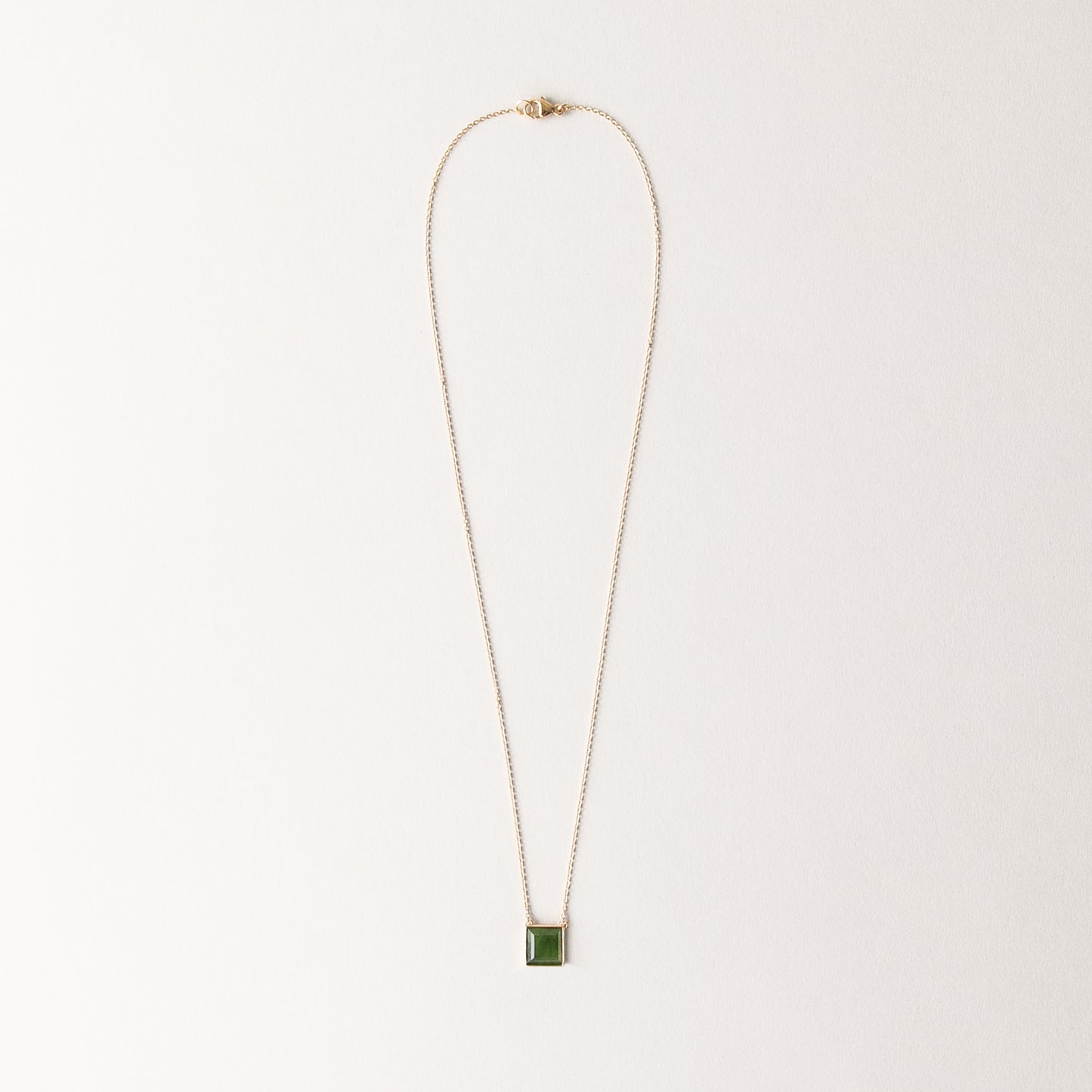 CHARMED CUSHION GREEN JADE CHARM NECKLACE