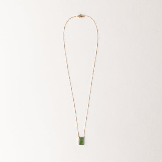 CHARMED BAGUETTE GREEN JADE CHARM NECKLACE