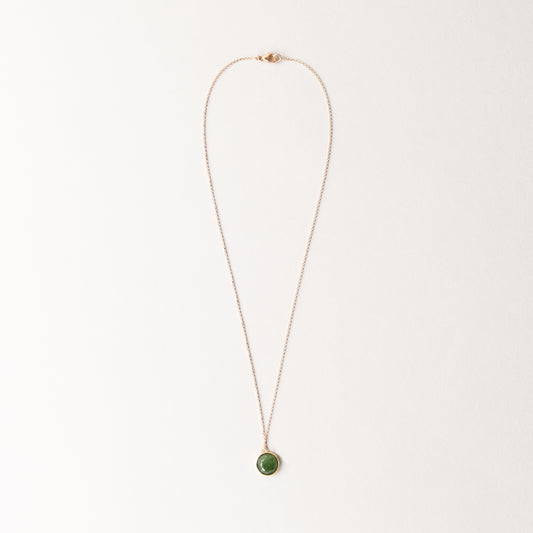 CHARMED ROUND GREEN JADE CHARM NECKLACE