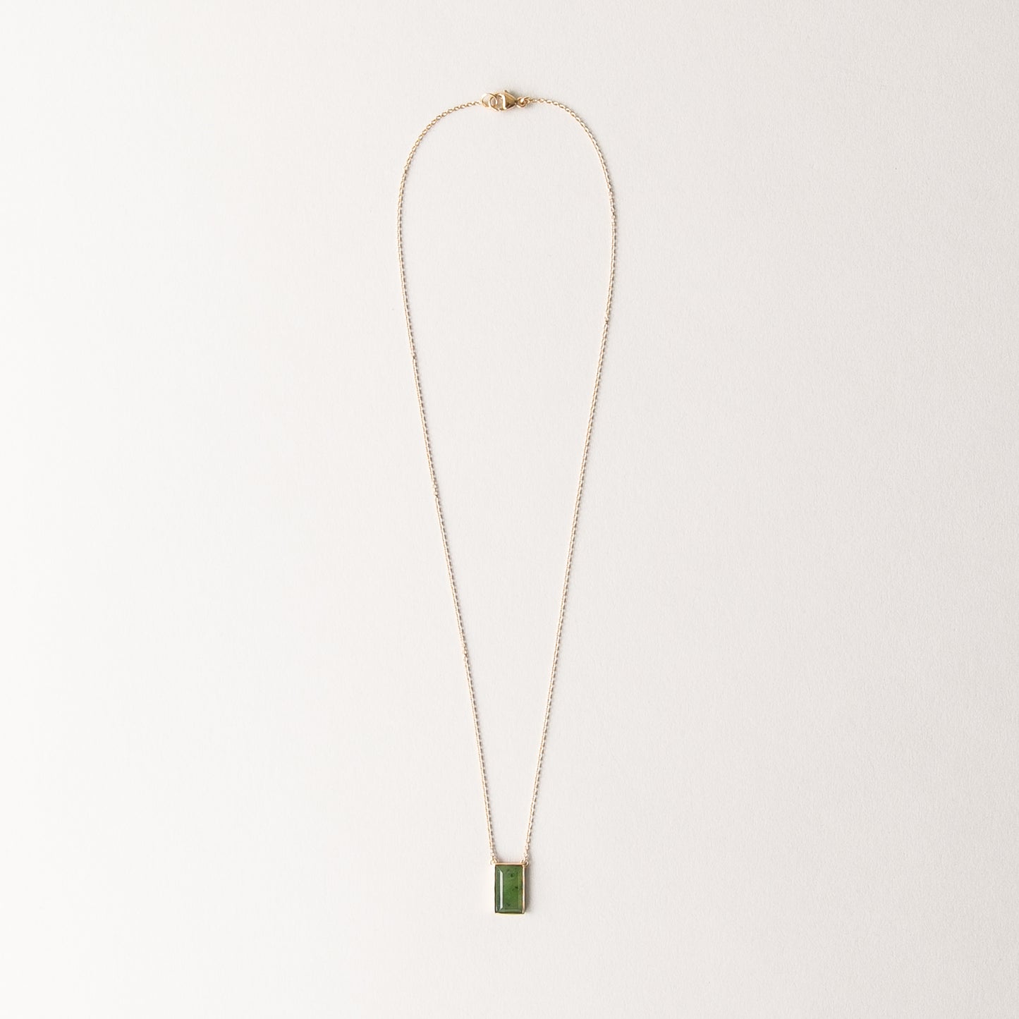 CHARMED BAGUETTE GREEN JADE CHARM NECKLACE