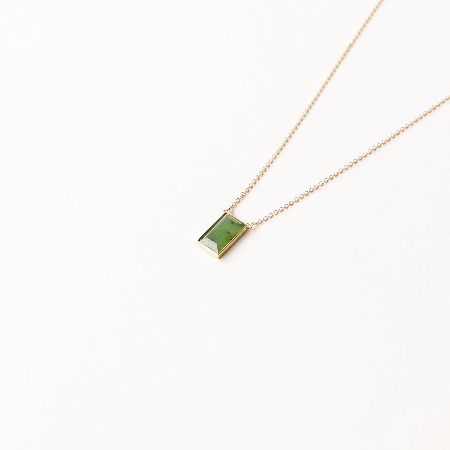 CHARMED BAGUETTE GREEN JADE CHARM NECKLACE
