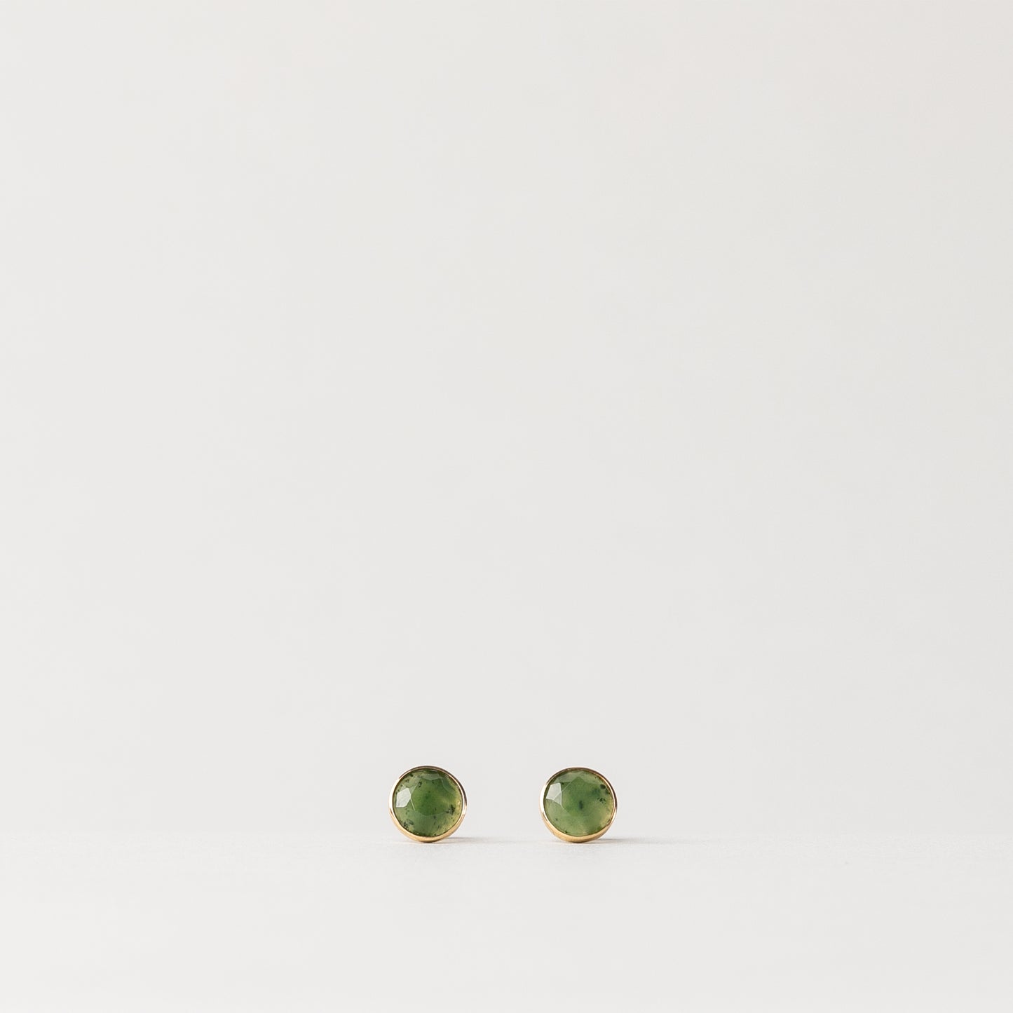 CHARMED ROUND GREEN JADE STUD EARRINGS