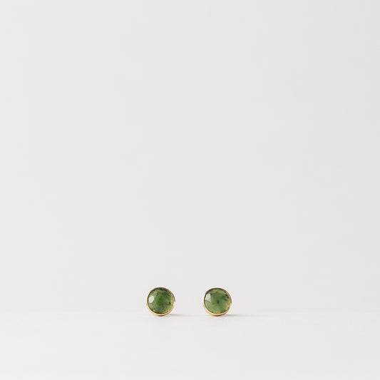 CHARMED ROUND GREEN JADE STUD EARRINGS