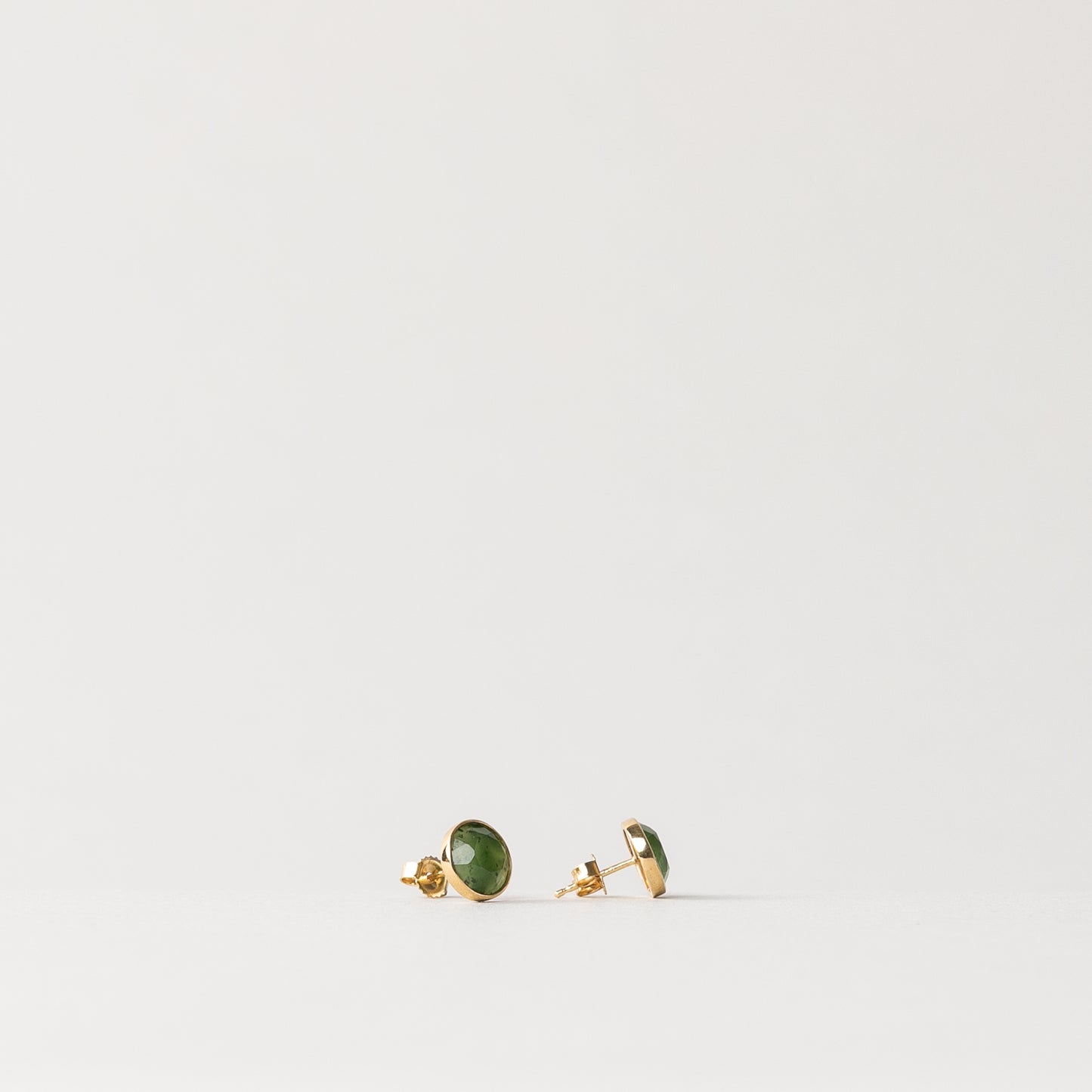CHARMED ROUND GREEN JADE STUD EARRINGS