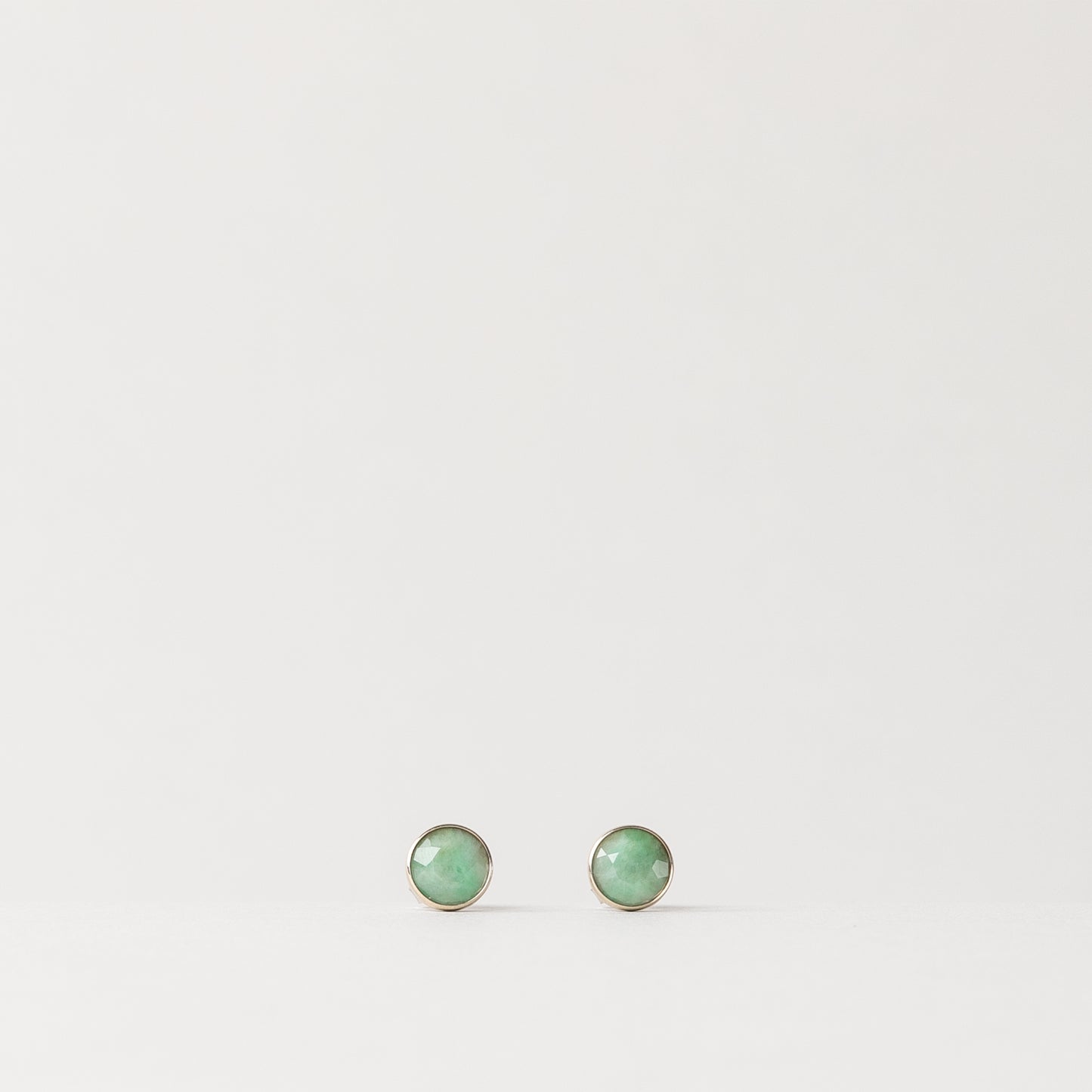 CHARMED ROUND GREEN JADE STUD EARRINGS