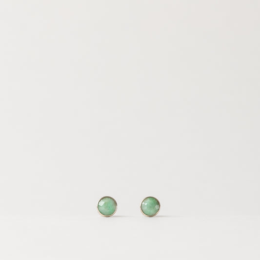 CHARMED ROUND GREEN JADE STUD EARRINGS