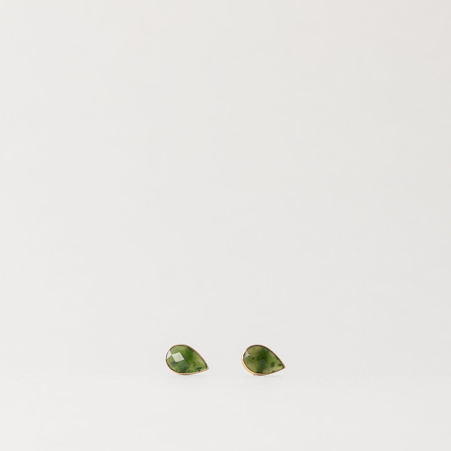 CHARMED PEAR GREEN JADE STUD EARRINGS