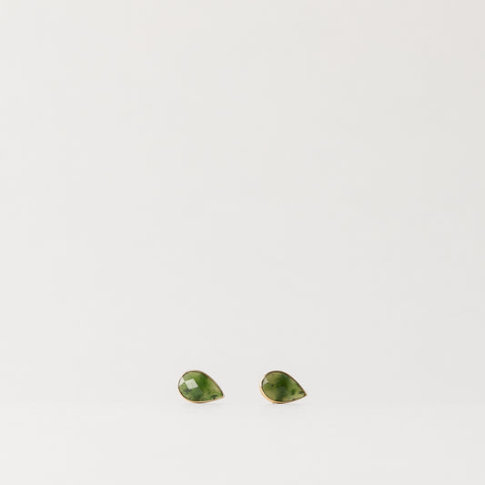 CHARMED PEAR GREEN JADE STUD EARRINGS