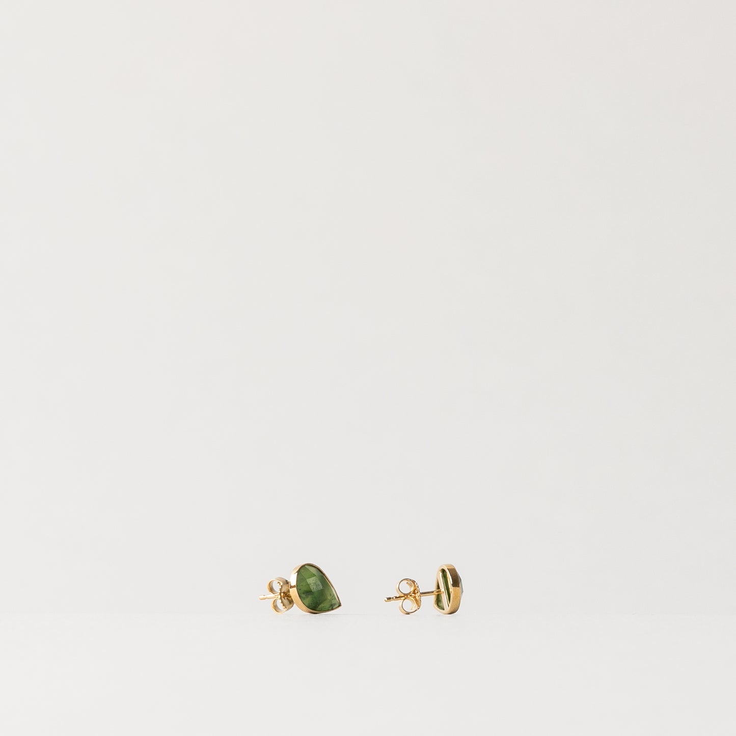 CHARMED PEAR GREEN JADE STUD EARRINGS
