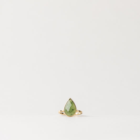 CHARMED PEAR GREEN JADE RING