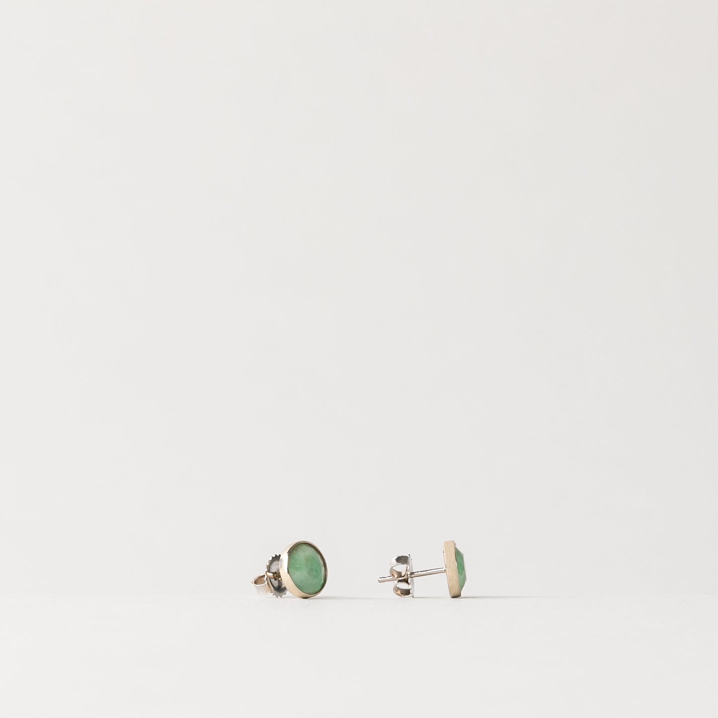 CHARMED ROUND GREEN JADE STUD EARRINGS